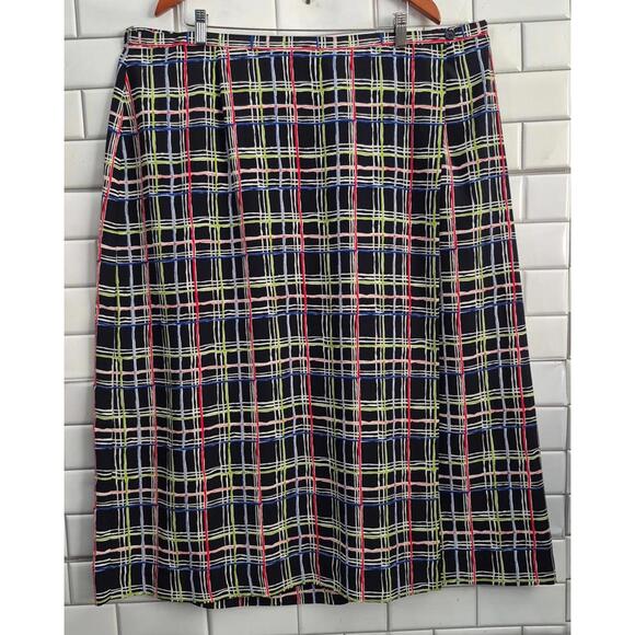 Lane Bryant Designs Ladies Navy Blue Geo Print Midi Style Faux Wrap Skirt - Picture 1 of 5